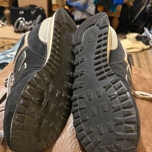 New Balance Black and Cream Sneakers with the leather N